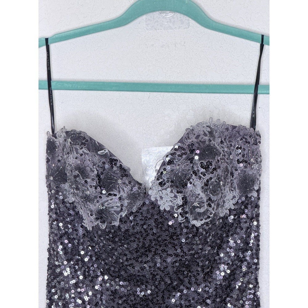 Jovani Strapless Sequin Mermaid Dress Size 2 Gunmetal Ombre Sweetheart Formal - Picture 5 of 16